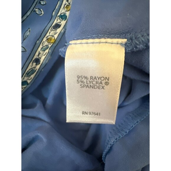 J.Jill Wearever Collection Blue Patterned Tunic With 3/4 Sleeves M Boho Peasant - Picture 3 of 5